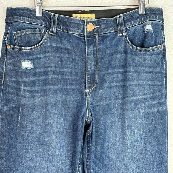 Democracy Jeans Women’s 16 Flare Distressed Raw Hem Ab Tech Stretch - Picture 2 of 14